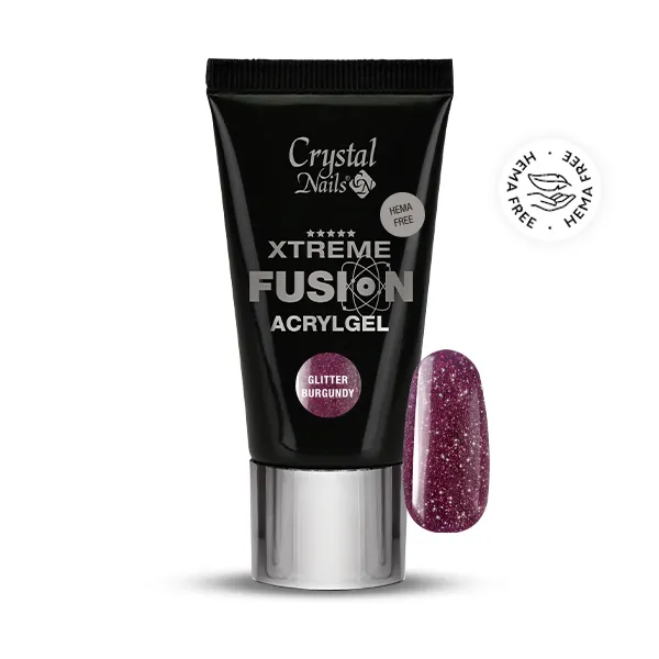 Crystal Nails HEMA Free Xtreme Fusion AcrylGel - Glitter Burgundy 27ml (30g)
