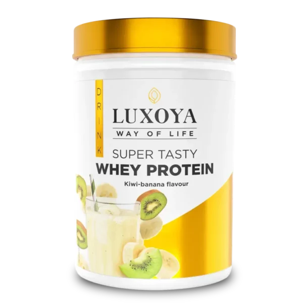 Luxoya Whey Protein - Tejsavó koncentrátum italpor 450g DOY - Kiwi-Banán ízű