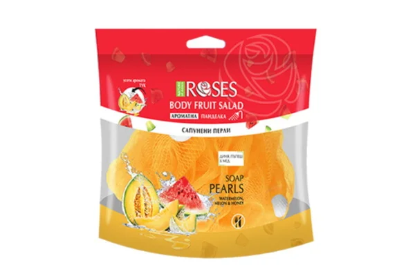 Nature of Agiva Roses Fruit Salad 2:1 Tusoló Szivacs Szappangolyókkal Dinyne és Méz illattal 770002