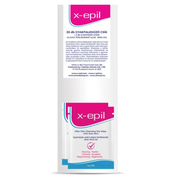 X-Epil Gyantalehúzó csíkok 20 db+2 db olajos törlőkendő