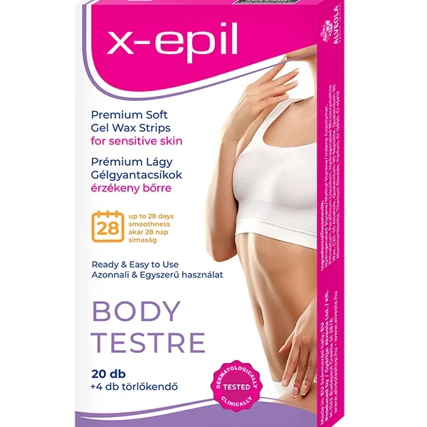 X-Epil Prémium lágy gélgyantacsíkok érzékeny bőrre testre 20db
