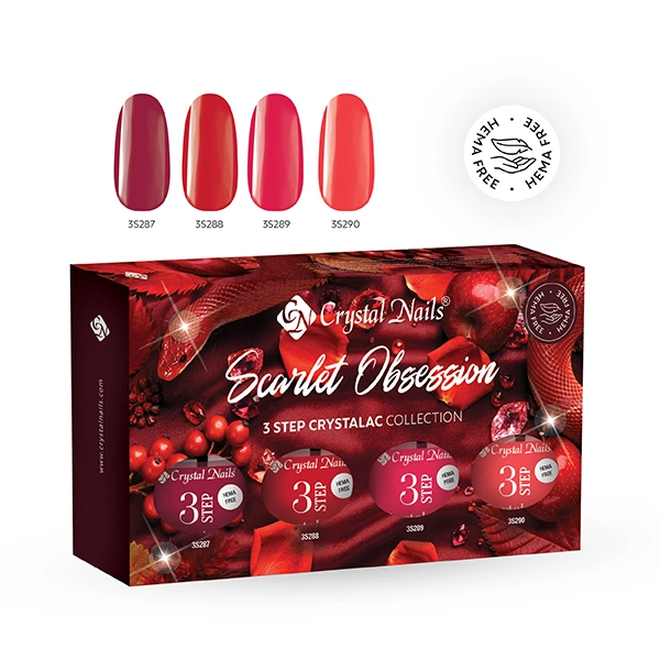 Crystal Nails 3 STEP HEMA FREE KIT - Scarlet Obsession 2026 (4X4ml)