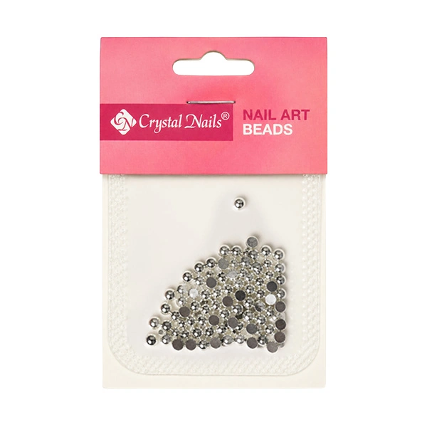 Crystal Nails METÁL KÖRÖMGYÖNGY UTÁNTÖLTŐ - FÉLGYÖNGY - silver 3mm